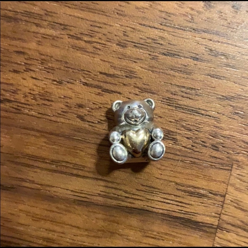 Pandora Teddy Bear charm with 14K gold heart